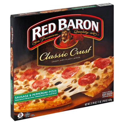 Red Baron Pizza Classic Crust Sausage & Pepperoni Frozen - 23.1 Oz