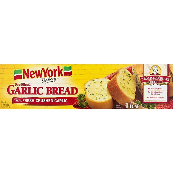 Mamma Bella Garlic Bread Pre-Sliced Loaves Cholesterol Free - 7 Oz