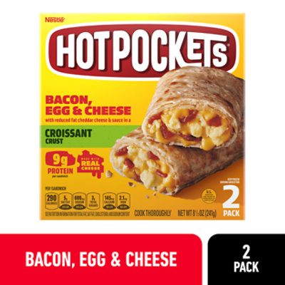 Hot Pockets Sandwiches Croissant Crust Applewood Bacon Egg & Cheese 2 Count - 9 Oz