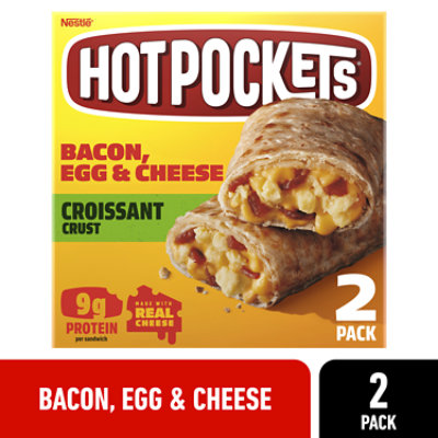 Hot Pockets Sandwiches Croissant Crust Applewood Bacon Egg & Cheese 2 Count - 9 Oz