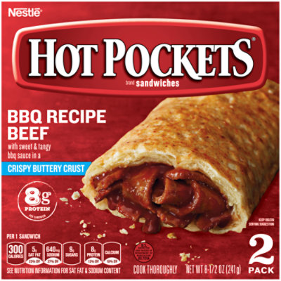 Hot Pockets BBQ Recipe Beef Crispy Buttery Crust Frozen Sandwiches Snack -  8.5 Oz - Albertsons
