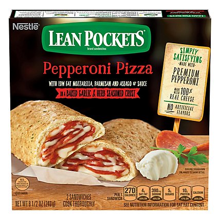 Lean Pockets Sandwiches Seasoned Crust Garlic Buttery Reduced Fat Pepperoni Pizza 2 Count - 9 Oz - Image 3