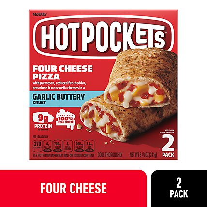 Hot Pockets Four Cheese Pizza Sandwiches Frozen Snacks - 8.5 Oz - Image 1