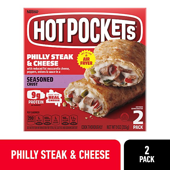 Hot Pockets Philly Steak & Cheese Seasoned Crust Sandwiches Frozen Snacks - 9 Oz