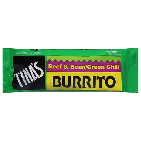 Tinas Frozen Food Burrito Beef & Bean Green Chili - 4 Oz