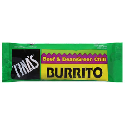 Tinas Frozen Food Burrito Beef & Bean Green Chili - 4 Oz