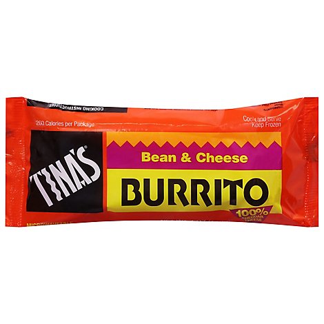 Tinas Frozen Food Burrito Bean & Cheese - 4 Oz