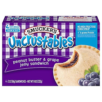 Smuckers Uncrustables Sandwich Peanut Butter & Grape Jelly 4 Count - 8 Oz - Image 3