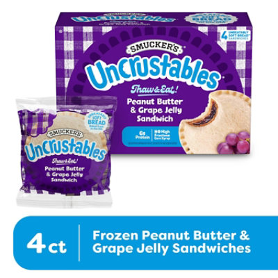 Smuckers Uncrustables Sandwich Peanut Butter & Grape Jelly 4 Count - 8 Oz - Image 1