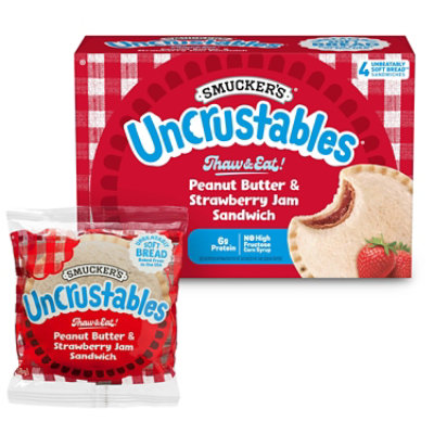 Smuckers Uncrustables Sandwich Peanut Butter and Strawberry Jam 4 Count - 8 Oz - Image 1
