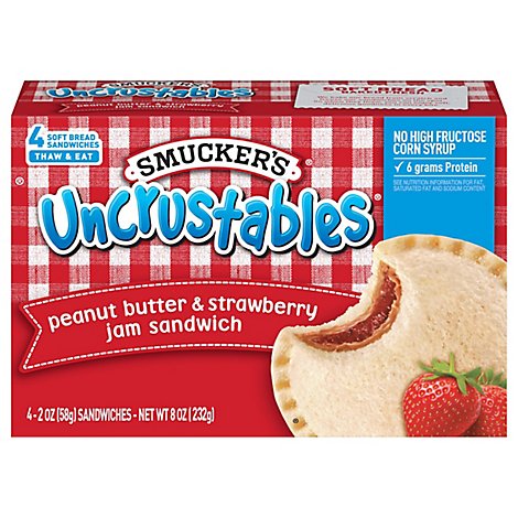 Smuckers Uncrustables Sandwich Peanut Butter and Strawberry Jam 4 Count - 8 Oz