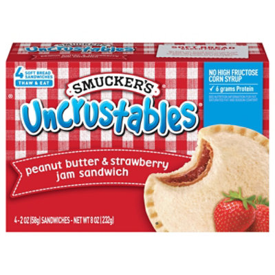 Smuckers Uncrustables Sandwich Peanut Butter and Strawberry Jam 4 Count - 8 Oz