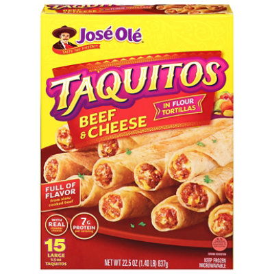 Jose Ole Frozen Mexican Food Taquitos Steak & Cheese Flour Tortillas - 15 Count - Image 1