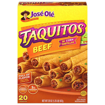 Jose Ole Frozen Mexican Food Taquitos Shredded Steak Corn Tortillas Crispy And Crunchy - 20 Count - Image 1