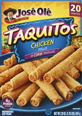 Jose Ole Frozen Mexican Food Taquitos Chicken 20 Count - 20 Oz