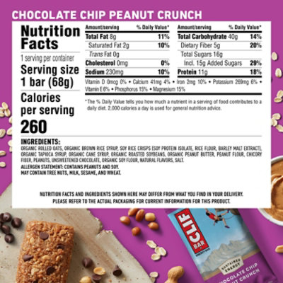 CLIF Energy Bar Chocolate Chip Peanut Crunch - 2.4 Oz - Image 4