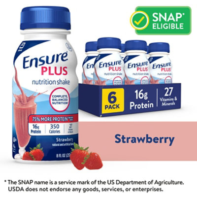 Ensure Plus Nutrition Shake Ready To Drink Strawberry 6-8 Fl. Oz. - Image 1