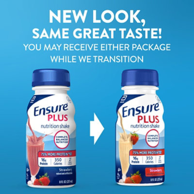 Ensure Plus Nutrition Shake Ready To Drink Strawberry 6-8 Fl. Oz. - Image 1