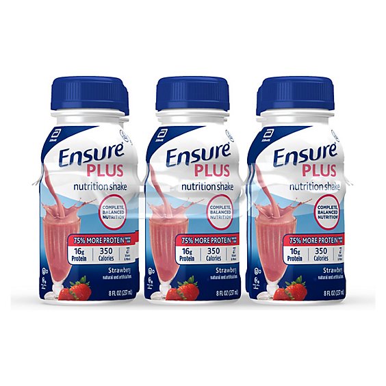 Ensure Plus Nutrition Shake Ready To Drink Strawberry 6-8 Fl. Oz.