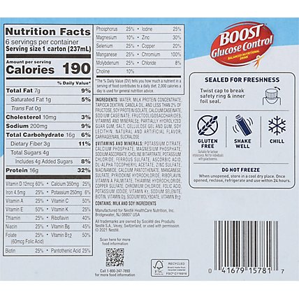 BOOST Glucose Control Nutritional Drink Very Vanilla - 6-8 Fl. Oz. - Image 6
