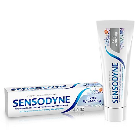 Sensodyne Toothpaste For Sensitive Teeth & Cavity Prevention With Fluoride Extra Whitening - 4 Oz