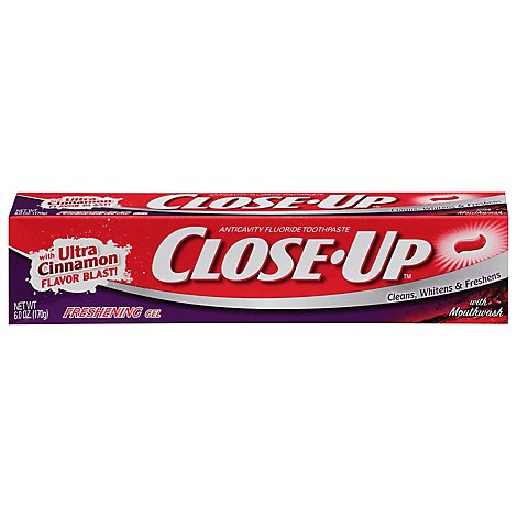Close Up Toothpaste Anticavity Fluoride with Ultra Cinnamon Flavor Blast Freshening Gel - 6 Oz