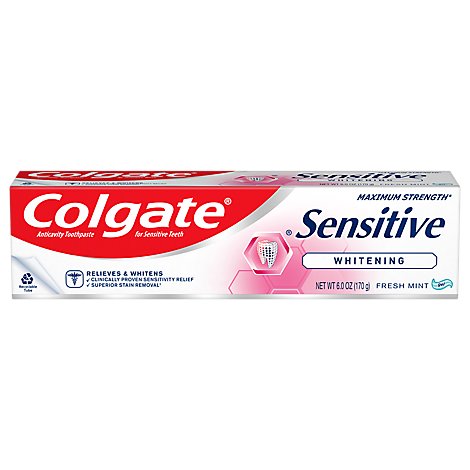 Colgate Sensitive Maximum Strength Whitening Toothpaste Mint - 6 Oz