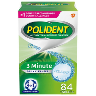 Polident Denture Cleanser Tablets 3 Minute Triplemint Freshness - 84 Count - Image 1