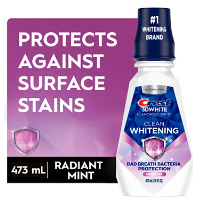 Crest 3D White Glamorous White Alcohol Free Arctic Mint Whitening Mouthwash - 16 Fl. Oz. - Image 1