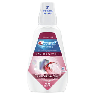 Crest 3D White Mouthwash Glamorous White Alcohol Free Fresh Mint - 16 Fl. Oz.