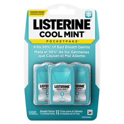 LISTERINE Pocketpacks Strip Packs Cool Mint 3 Packs - 72 Count - Image 3