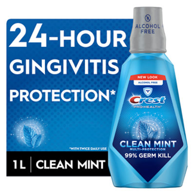 Crest Pro Health Mouthwash Multi-Protection Clean Mint - 33.8 Fl. Oz.