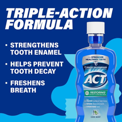 ACT Restoring Anticavity Fluoride Mouthwash Cool Mint - 18 Fl. Oz. - Image 4