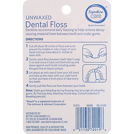 Signature Care Dental Floss Unwaxed 100 Yards - Each - Image 4