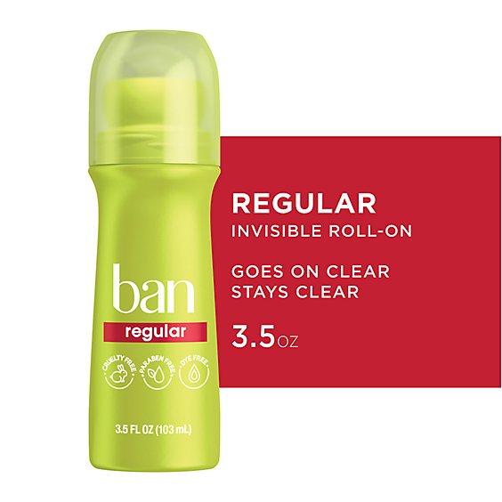 Ban Invisible Roll-On Deodorant - 3.5 Fl. Oz.