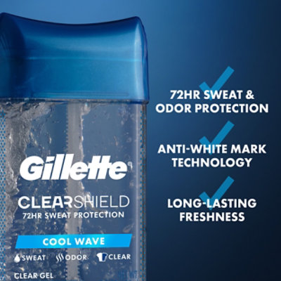 Gillette Antiperspirant Deodorant for Men Clear Gel Cool Wave 72 Hr Sweat ProteCountion - 3.8 Oz - Image 5