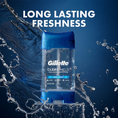 Gillette Antiperspirant Deodorant for Men Clear Gel Cool Wave 72 Hr Sweat ProteCountion - 3.8 Oz - Image 7