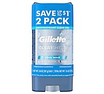 Gillette Antiperspirant Deodorant for Men Clear Gel Cool Wave - 2-3.8 Oz