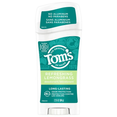 Toms Of Maine Deodorant Long Lasting Refreshing Lemongrass - 2.25 Oz