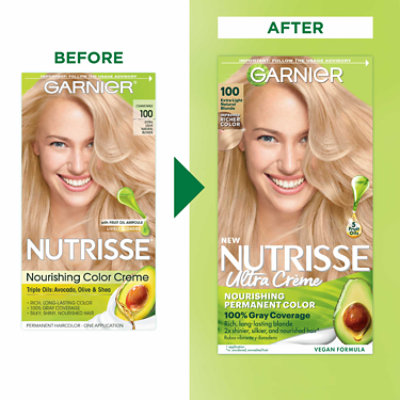 Garnier Nutrisse Nourishing Hair Color Creme 100 Extra-Light Natural Blonde (Chamomile) Kit - Each - Image 3