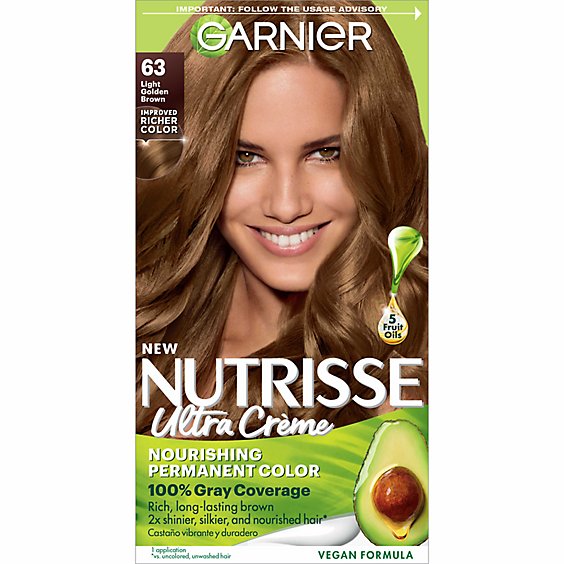 Garnier Nutrisse 63 Light Golden Brown Brown Sugar Nourishing Hair Color Creme Kit - Each