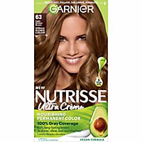 Garnier Nutrisse 63 Light Golden Brown Brown Sugar Nourishing Hair Color Creme Kit - Each - Image 1