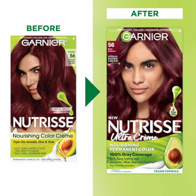 Garnier Nutrisse Nourishing Hair Color Creme 56 Medium Reddish Brown (Sangria) Kit - Each - Image 3