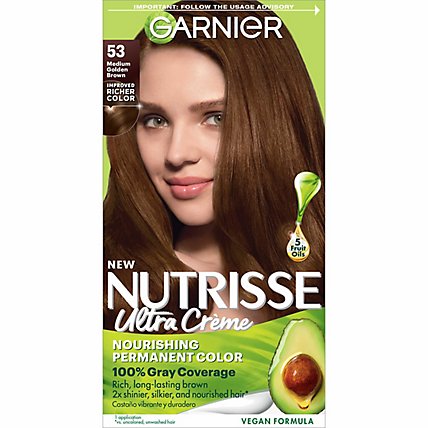 Garnier Nutrisse 53 Medium Golden Brown Chestnut Nourishing Hair Color  Creme Kit - Each - Safeway