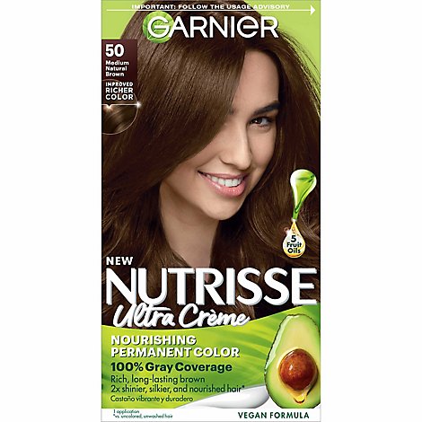 Garnier Nutrisse 50 Medium Natural Brown Nourishing Hair Color Creme - Each