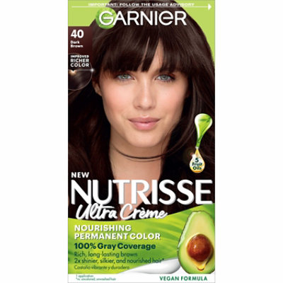 Garnier Nutrisse Nourishing Hair Color Creme 40 Dark Brown (Dark Chocolate) Kit - Each - Image 1