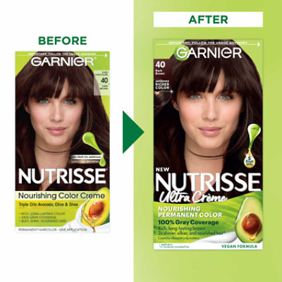Garnier Nutrisse Nourishing Hair Color Creme 40 Dark Brown (Dark Chocolate) Kit - Each - Image 3