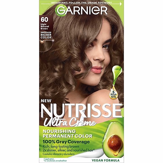 Garnier Nutrisse 60 Light Natural Brown Acorn Nourishing Hair Color Creme Kit - Each