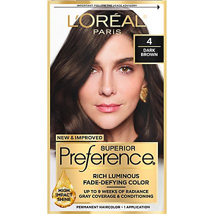 LOreal Paris Superior Preference 4 Dark Brown Fade Defying Shine Permanent  Hair Color - Each - Shaw's
