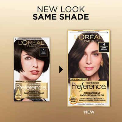 L'Oreal Paris Superior Preference Fade-Defying Permanent Hair Color 4 Dark Brown Kit - Each - Image 3